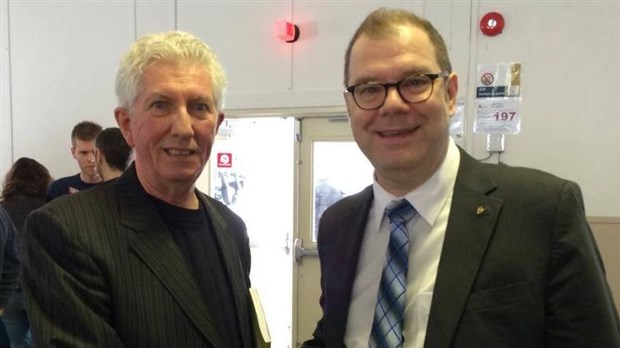 Gilles Duceppe et Mario Beaulieu à l’investiture de Claude DeBellefeuille