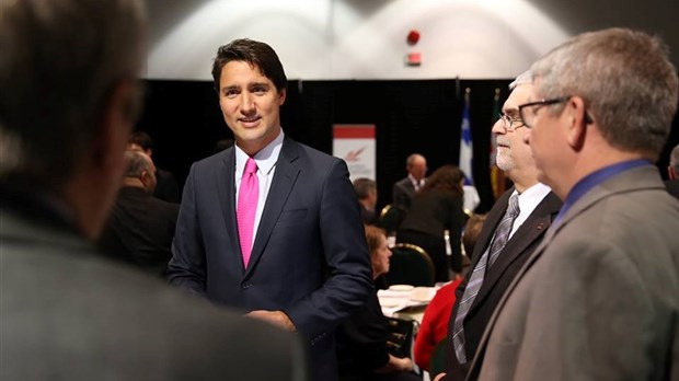 Le chef du Parti libéral, Justin Trudeau, à Hudson ce samedi