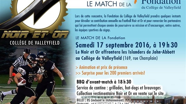Le match de la Fondation du Collège de Valleyfield aura lieu le 17 septembre