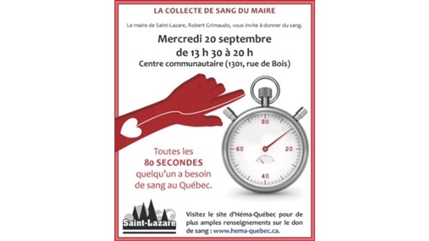 Le maire de Saint-Lazare vous invite à donner du sang