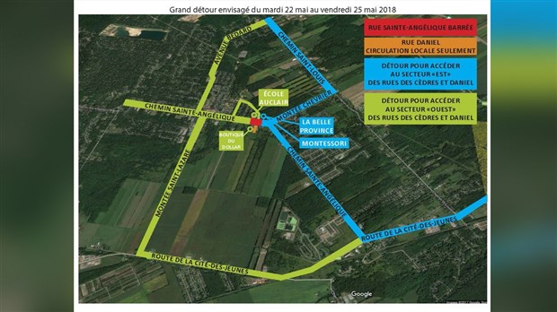 Fermeture de la route dans Saint-Lazare