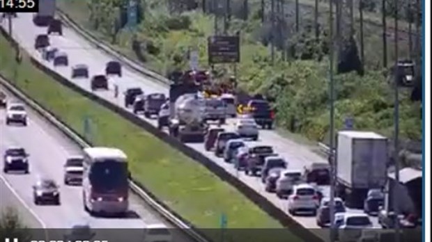 Congestion sur quelques kilomètres sur l'autoroute 20 en direction Ouest