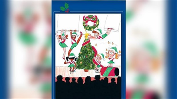 Une élève de l'école primaire du Papillon-bleu, créer la carte de Noël de la députée