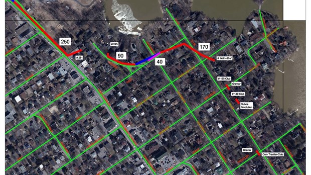 Installation de digues dans le secteur du Vieux-Dorion