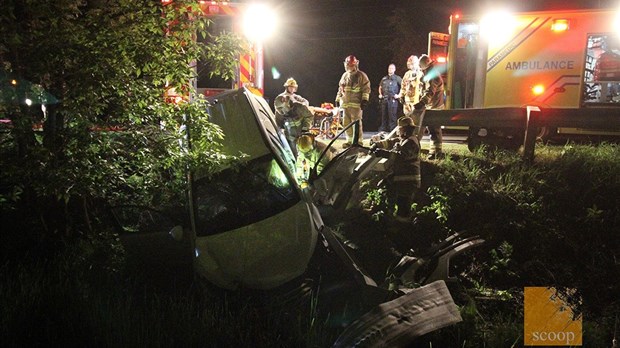 Violente sortie de route à Sainte-Justine-de-Newton