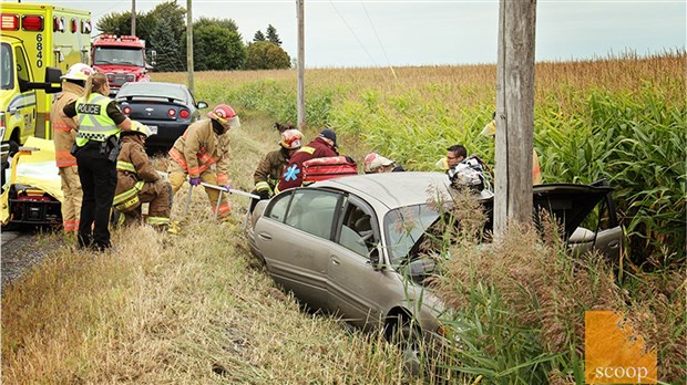Un Ontarien termine sa course dans un champ de blé d'Inde de Saint-Télesphore