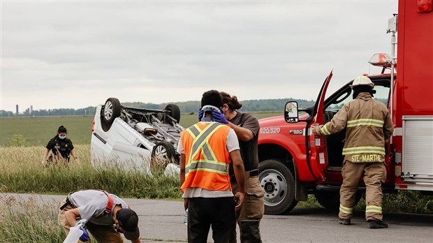 Perte de contrôle sur le 4e rang à Sainte-Justine-de-Newton