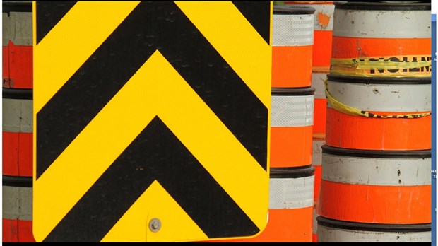 Entrave d'une voie de la route 325 à Saint-Télesphore