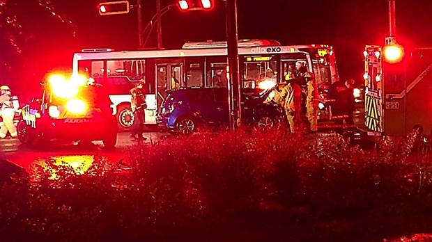 Île Perrot: at 8 p.m. this evening, an Exo bus and a vehicle collided