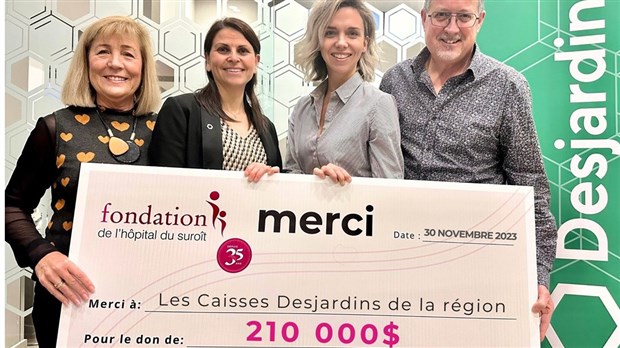 La Caisse Desjardins continue d'appuyer la Fondation de l’Hôpital du Suroît