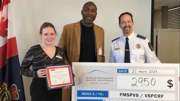 Un don de près de 3 000$ pour la Fondation de la Maison de soins palliatifs de Vaudreuil-Soulanges 
