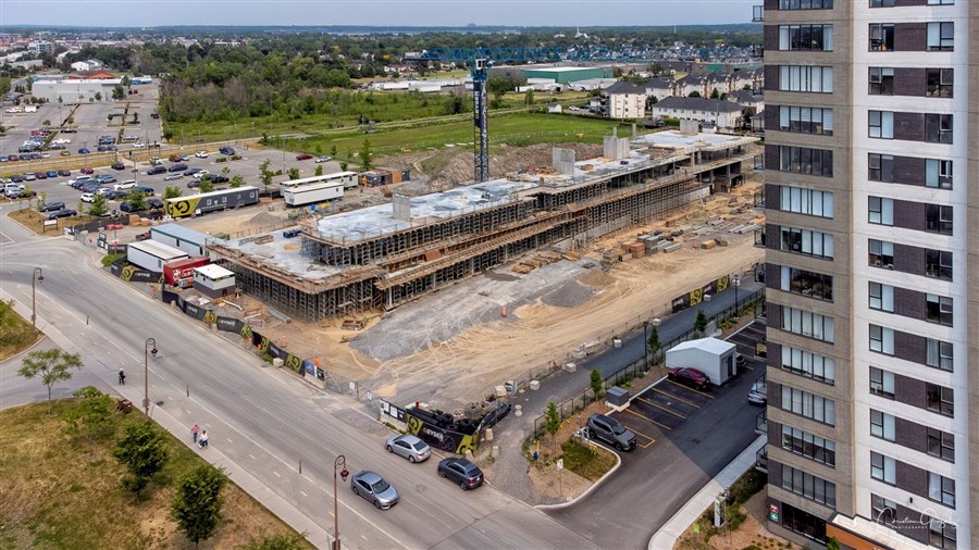 A bird's eye view of the municipal hub construction site 