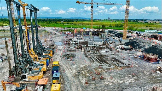 Recent drone pics document the ongoing construction phase