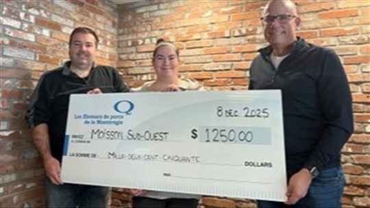 Éleveurs de porcs : 1 250 $ pour Moisson Sud-Ouest