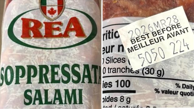 Un salami de l'entreprise Marini Foods Limited fait l'objet d'un rappel 