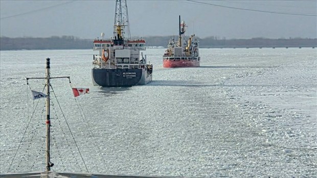 Des navires commerciaux prisonniers des glaces
