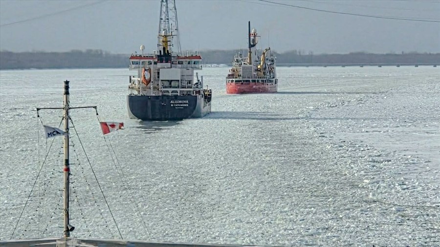 Des navires commerciaux prisonniers des glaces