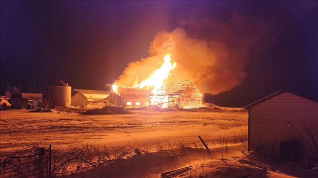 Les flammes ravagent une ferme à Vaudreuil-Dorion