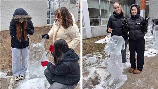 Les étudiants du Chêne-Bleu s'initient à la sculpture sur glace 