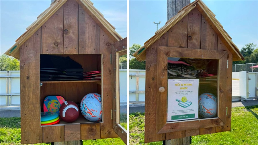 Une boîte de prêt d'équipements sportifs en libre-service