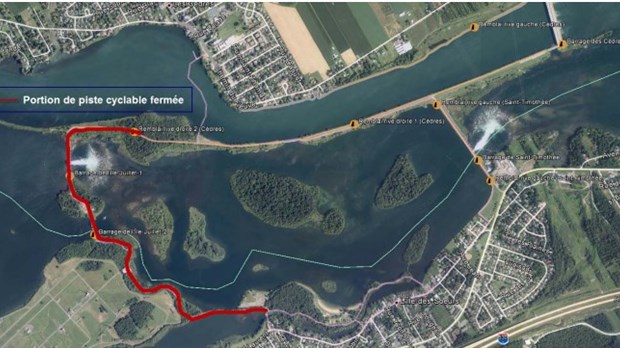 Hydro-Québec annonce la fermeture de la piste cyclable dans le Parc des Îles de Saint-Timothée
