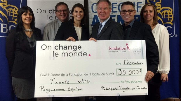 La Fondation de l'Hôpital du Suroît reçoit un don de 30 000$ de RBC