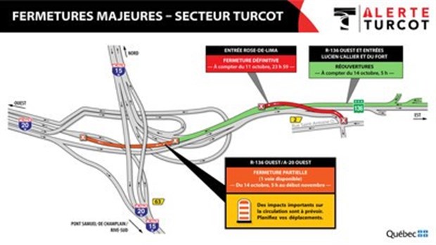 Fermeture de longue durée dans l'échangeur Turcot