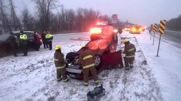 Sorties de route et carambolage sur l'autoroute  20 EST plus tôt ce matin 