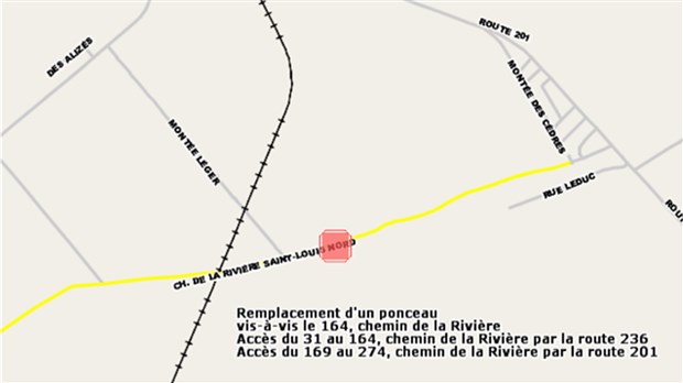 Remplacement d’un ponceau aujourd’hui à Saint-Stanislas-de-Kostka 