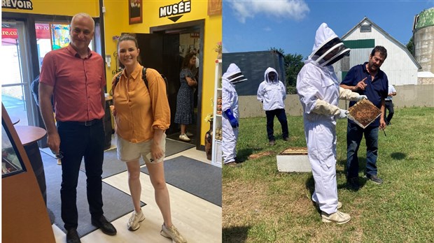 Marie-Ève Janvier visite un producteur de la région